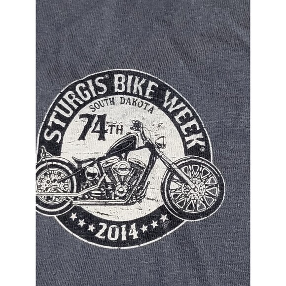 Sturgis Bike Week 2014 74th Anniversary Mens XL Gray Shirt Motorcycle @k2 - Picture 6 of 8